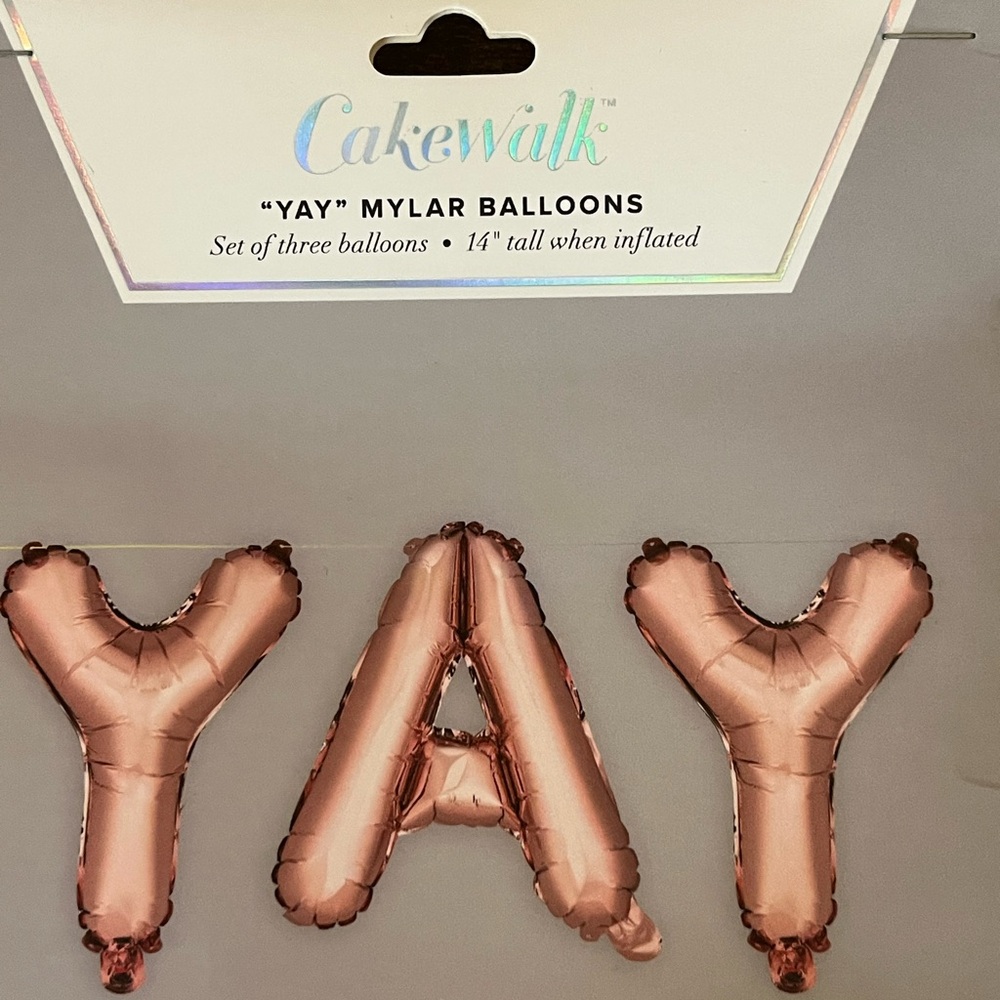 Rose Gold 'YAY' Mylar Balloons